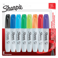 Sharpie - Marqueurs permanents − Pointe biseautée − Couleurs variées − Paquet de 8-La pointe biseautée polyvalente permet deux largeurs de traits - large ou fin