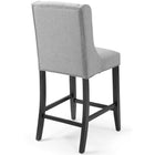 Modway - Baronet Bouton à touffe Tissu rembourré Tabouret de comptoir - Gris clair-Pieds en bois massif