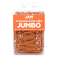 JAM Paper - Trombones géants colourés - grands trombones orange de 5 cm - paquet de 75-Couleur : Orange