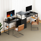 HOMCOM - Bureau de gaming extra long 96 po avec ports USB et tiroirs - noir-Plusieurs crochets pour garder vos accessoires de jeu bien organisés et à portée de main