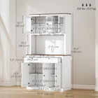 HOMCOM - Armoire de garde-manger 71 po avec espace pour micro-ondes et buffet - blanc-Design moderne et élégant avec portes vitrées et shaker pour la décoration intérieure 