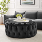 Modway - Amour Gros rond à boutons touffés Performance Velvet Ottoman - Noir-Rembourrage en velours polyester Performance