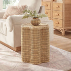 Modway - Erika Festonné Rotin naturel Table d’appoint - Naturel-Design de dessus fleuri