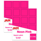 JAM Paper Étiquettes postales carrées, 2 x 2 po, rose néon, 240/paquet-Expédition d’étiquettes d’adresse