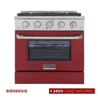 Kucht - 30 po Série KDF Cuisinière Pro Style au gaz naturel - Acier inoxydable/Rouge-Éléments de cuisson doubles offrant une performance puissante : 3 000 watts (base) et 850 watts (haut), avec un gril de 3 500 watts pour une chaleur intense