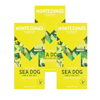 Montezuma’s Sea Dog - Barre de chocolat noir à la lime et au sel de mer, 90 g, paquet de 3-Chocolat noir aux notes vives de lime et de sel de mer.