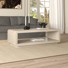 Hudson&Canal - Table basse rectangulaire Lonni de 119 cm de large, blanc aulne-Table rectangulaire aux angles arrondis, avec une étagère inférieure pour le rangement