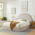 Modway - Solana Arqué Performance Velvet Lit de plateforme complet, Amande-Tête de lit en arc