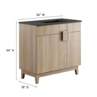 Modway - Miles 36" Vanette de salle de bain - Chêne noir-Portes articulées