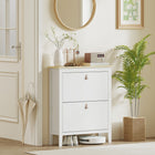 HOMCOM - Armoire à chaussures avec 2 tiroirs rabattables au design étroit - blanc-Design fin idéal pour les petits espaces et les maisons compactes 