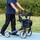 HOMCOM - Déambulateur pliant à roues 9 po avec grand siège - bleu-Se plie complètement sans outils en quelques minutes, peut également être plié à moitié rapidement 
