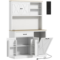 HOMCOM - Armoire 69 po avec station de chargement - blanc-Trois armoires, un grand tiroir et des étagères réglables permettent de ranger les essentiels du quotidien 