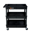 Luxor – Chariot robuste à 3 tablettes de style bac, noir (TC111-B)-Ce chariot noir TC111 est doté de trois tablettes de style bac de 24 prof. x 32 larg. x 37 1/4 haut. (po) avec un espace entre les tablettes de 10 3/4 po.