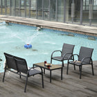 Outsunny - Ensemble de meubles de patio 4 pièces, ensemble de conversation de jardin avec loveseat, gris foncé-Idéal pour discuter ou prendre un thé l'après-midi sur les balcons, terrasse, terrasse et plus encore 