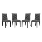 Modway - Duchess Tissu Chaise à manger Ensemble de 4 - Gris-Rembourrage en mousse dense pour le confort