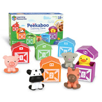 Learning Resources - La ferme d'apprentissage Peekaboo - Ensemble de 10-Jouets surprise : découvrez une surprise d'ami de la ferme dans les granges colorées et dénombrables de ce jouet d'apprentissage