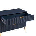 Manhattan Comfort - Dumbo commode moderne 35,19" - bleu minuit-Pieds évasés en métal doré élégants ajoutant un design mode sans couture et de la durabilité