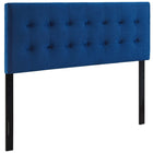 Modway - Emily Biscuit Touffé Performance Velvet Tête de lit Queen, Marine-Luxueuse tête de lit reine moderne