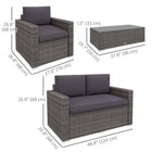 Outsunny - Ensemble de meubles de patio de 4 pièces, gris-Pieds de nivellement ajustables pour surélever ou abaisser légèrement sur le sol