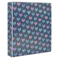 Staples - Reliure de 1 po à 3 anneaux - Coeurs pixélisés-Reliure à anneaux ronds, motif cœurs pixélisés, peut contenir jusqu'à 175 feuilles de papier