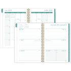 Mead - Agenda scolaire hebdomadaire/mensuel Caprice floral 2025-2026 - 8 1/2 po H x 5 1/2 po l - bleu - bilingue-Un mois sur 2 pages avec des blocs quotidiens non lignés pour la planification ouverte, plus une section pour les notes et des calendriers de référence des mois passés / futurs