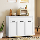 HOMCOM - Buffet moderne 40 po avec tiroirs et portes de rangement - blanc-Plateau à effet bois et corps blanc créent un style industriel moderne et chic 
