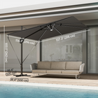 Outsunny - Parasol déporté pour terrasse avec lumières solaires - 10 pi x 9,7 pi - gris foncé-Rotation à 360° et auvent inclinable à 5 positions pour une ombre personnalisable
