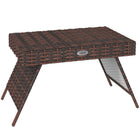 Outsunny - Table d’appoint pliable en rotin pour extérieur, brun-Plateau en rotin PE résistant aux intempéries avec une planche en plastique en dessous  