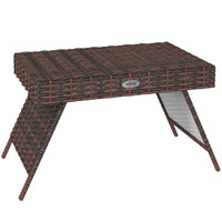 Outsunny - Table d’appoint pliable en rotin pour extérieur, brun-Plateau en rotin PE résistant aux intempéries avec une planche en plastique en dessous  
