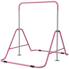 Qaba - Barre de gymnastique horizontale pliable et extensible pour enfants - Rose-Absorption des chocs, pieds antidérapants et grande stabilité 