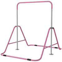 Qaba - Barre de gymnastique horizontale pliable et extensible pour enfants - Rose-Absorption des chocs, pieds antidérapants et grande stabilité 