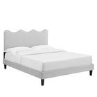 Modway - Current Performance Velvet Lit de plateforme King, Gris clair-Poutre centrale renforcée et jambes de soutien