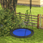 Qaba - Balançoire soucoupe pour enfants - Ronde de 99 cm - Bleu marine-La matière Texteline est imperméable, facilement lavable 
