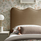 Modway - Athena Velours de performance résistant aux taches Tête de lit jumelée, Taupe-Cadre en mélange de bois