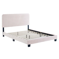 Modway - Celine Chenal Touffé Performance Velvet Lit de plateforme King, Rose-Lit de plateforme King