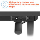 Motionwise - Bureau ergonomique assis-debout à moteur unique série M1 - Noir-Mouvement fluide grâce au moteur unique : Passez aisément entre les positions avec le système de moteur unique fiable, garantissant un ajustement silencieux et sans effort