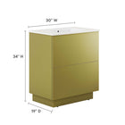 Modway - Quantum 30" Vanette de salle de bain - Or blanc-Trous centraux de 8"