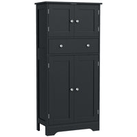 HOMCOM - Armoire de cuisine 50,5 po avec portes et étagère réglable - noir-Portes encastrées avec poignées argentées qui dégagent un charme moderne 