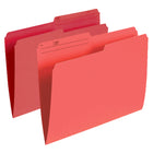 Chemises à coupe 1/2 Staples - format lettre - rouge - paquet de 10-L’indexation par code couleur permet de classer les documents rapidement, sans erreur