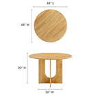 Modway - Rivian Ronde 48 po Bois Table à manger, Chêne-Bois massif de manguier