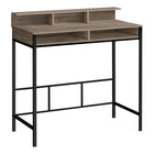 Monarch Specialties - 7702 Bureau 48 po L - Taupe Fonce/Metal Noir Hauteur Debout-Bureau d'ordinateur pour travailler debout fini faux bois taupe foncé avec huche et 2 étagères ouvertes de rangement