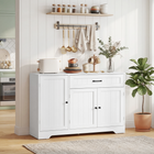 HOMCOM - Buffet moderne 44 po avec tiroir et étagères latérales de rangement - blanc-Des étagères réglables assurent un rangement personnalisé pour tous vos besoins 