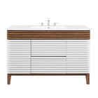 Modway - Render 48" Vanité de salle de bain à un seul lavabo - Blanc Noyer Blanc-Vanité moderne du milieu du siècle