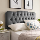 Modway - Annabel Touffe de diamant Performance Velvet Tête de lit King, Gris-Tissu résistant aux taches durable
