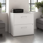 Bush Business Furniture - Hustle Classeur latéral à 2 tiroirs, blanc (HUF130WH)-Les tiroirs s'ouvrent sur des glissières à roulement à billes à extension complète pour un accès sans effort aux documents de format lettre, légal et A4