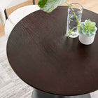Modway - Lippa Rond de 28 po Bois Table à manger, Noyer cerisier noir-Sièges 2