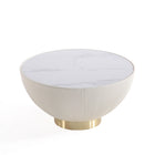 Manhattan Comfort - Ensemble de 2 tables : table basse moderne Anderson 71,5 cm et table d’appoint 40 cm - crème et gris-Livré chez vous entièrement assemblé Aucun assemblage requis