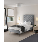 Manhattan Comfort - Lit une place moderne Crosby 81,1" en velours - Gris-Rembourré de velours luxueux avec un garnissage en mousse haute densité