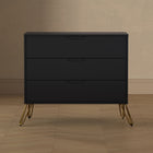Manhattan Comfort - Avira 35" commode 3 tiroirs style mid-century modern - noir-Assemblage à domicile requis Tout le matériel inclus