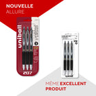 uni-ball Stylos gel rétractables 207 - pointe micro (0.5 mm) - Noir - paquet de 3-paquet de 3